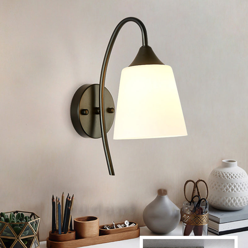 Modern Black Vanity Lighting Glass Shade Wall Light Fixture for Bathroom