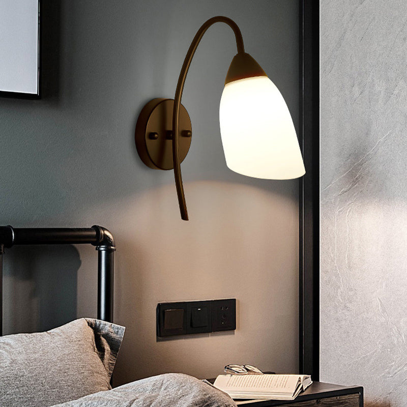 Modern Black Vanity Lighting Glass Shade Wall Light Fixture for Bathroom