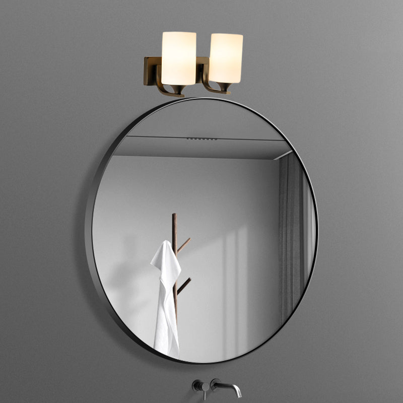 Modern Vanity Lighting Glass Shade Wall Light Fixture in Black for Bathroom