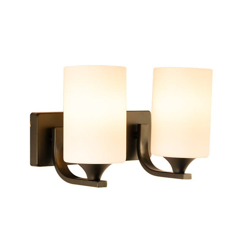 Modern Vanity Lighting Glass Shade Wall Light Fixture in Black for Bathroom