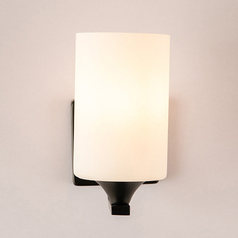 Modern Vanity Lighting Glass Shade Wall Light Fixture in Black for Bathroom