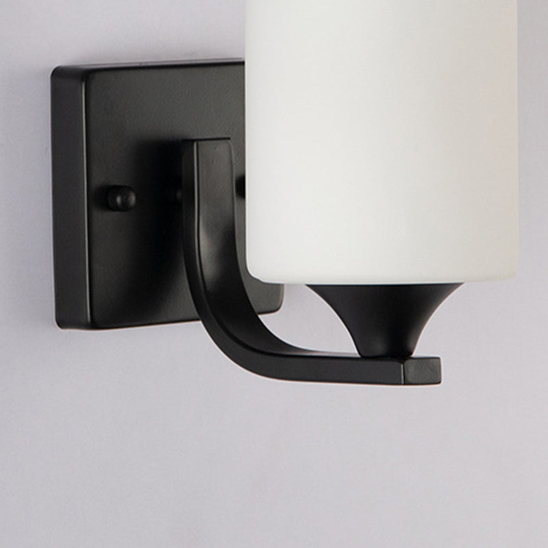 Modern Vanity Lighting Glass Shade Wall Light Fixture in Black for Bathroom