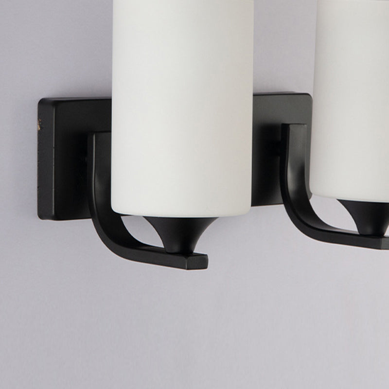 Modern Vanity Lighting Glass Shade Wall Light Fixture in Black for Bathroom