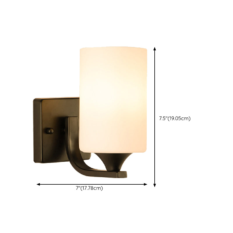 Modern Vanity Lighting Glass Shade Wall Light Fixture in Black for Bathroom