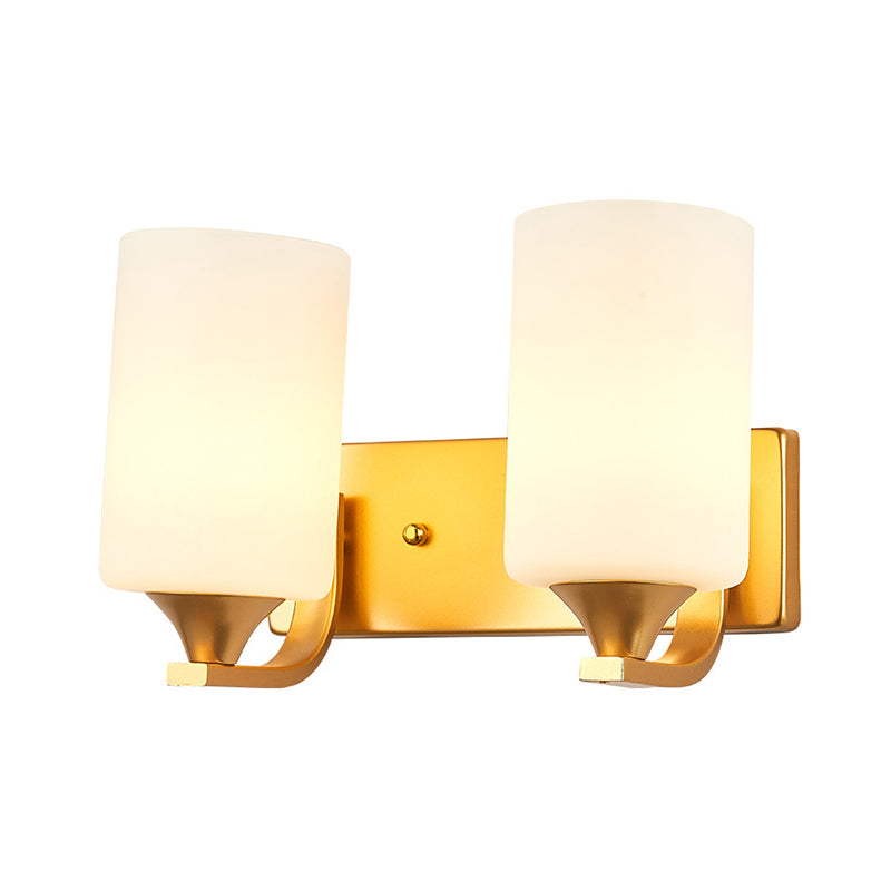 Modern Vanity Lighting Glass Shade Wall Light Fixture in Gold for Bathroom