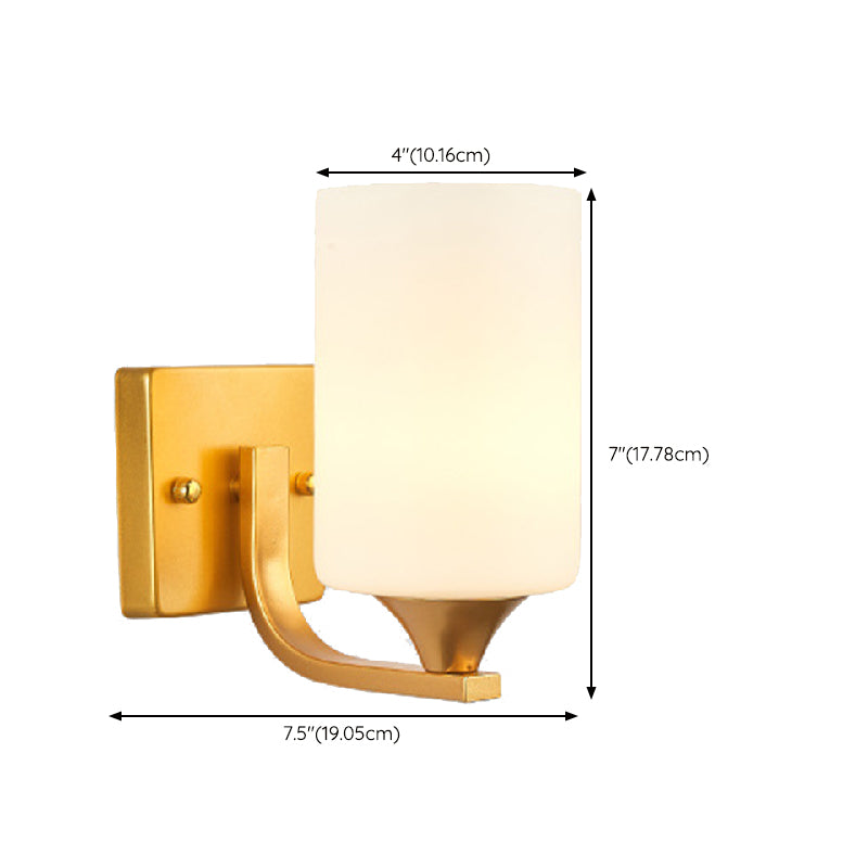 Modern Vanity Lighting Glass Shade Wall Light Fixture in Gold for Bathroom