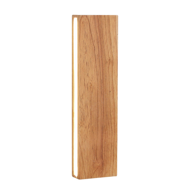 Contemporary Vanity Light Rectangle Wall Sconce with Wood for Bathroom