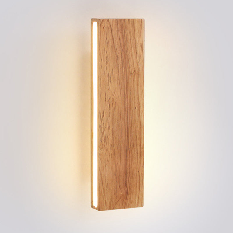Contemporary Vanity Light Rectangle Wall Sconce with Wood for Bathroom