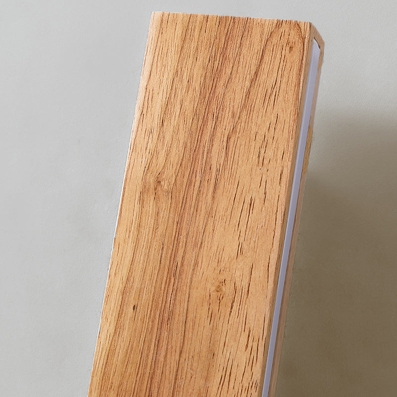 Contemporary Vanity Light Rectangle Wall Sconce with Wood for Bathroom