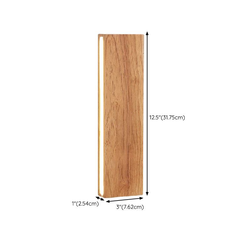 Contemporary Vanity Light Rectangle Wall Sconce with Wood for Bathroom