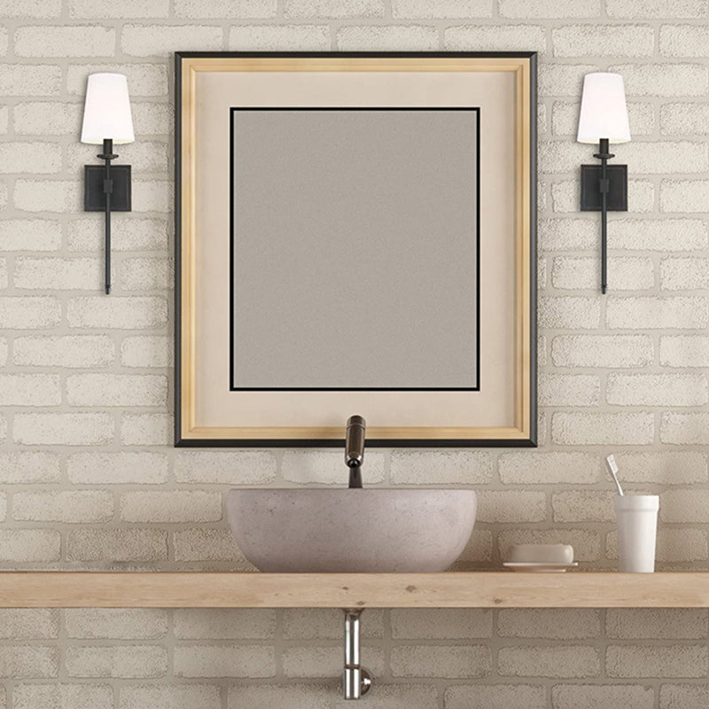 1 - Light Iron and Fabric Bath Sconce Trio White Classic Shade Bathroom Vanity Lighting
