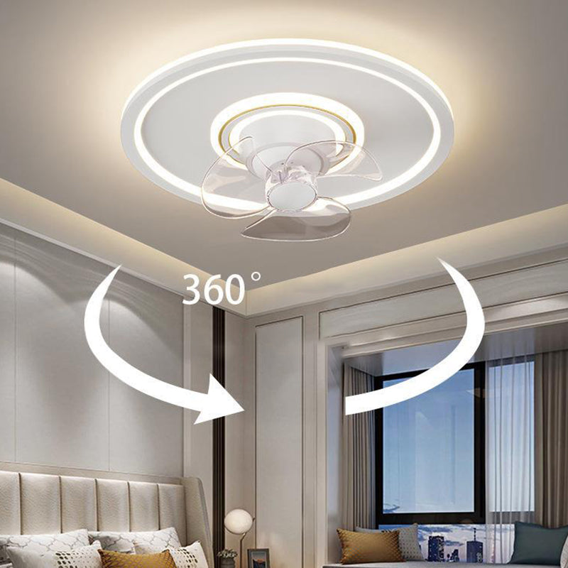 Polish Finish Fan with Light Modernism 3-Blade LED Ceiling Fan for Room
