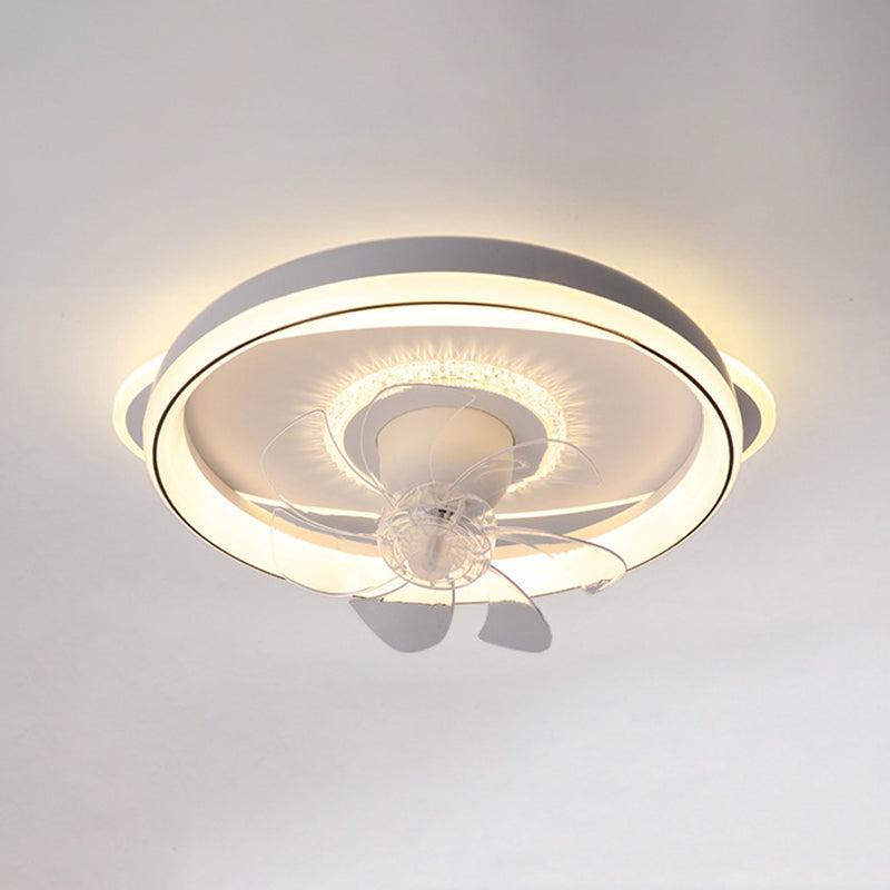 7-Blade LED Ceiling Fan Modernism Metallic Fan with Light for Room