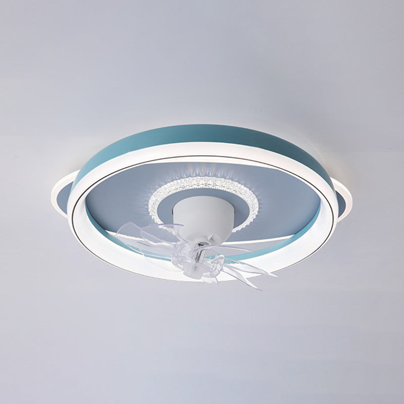7-Blade LED Ceiling Fan Modernism Metallic Fan with Light for Room
