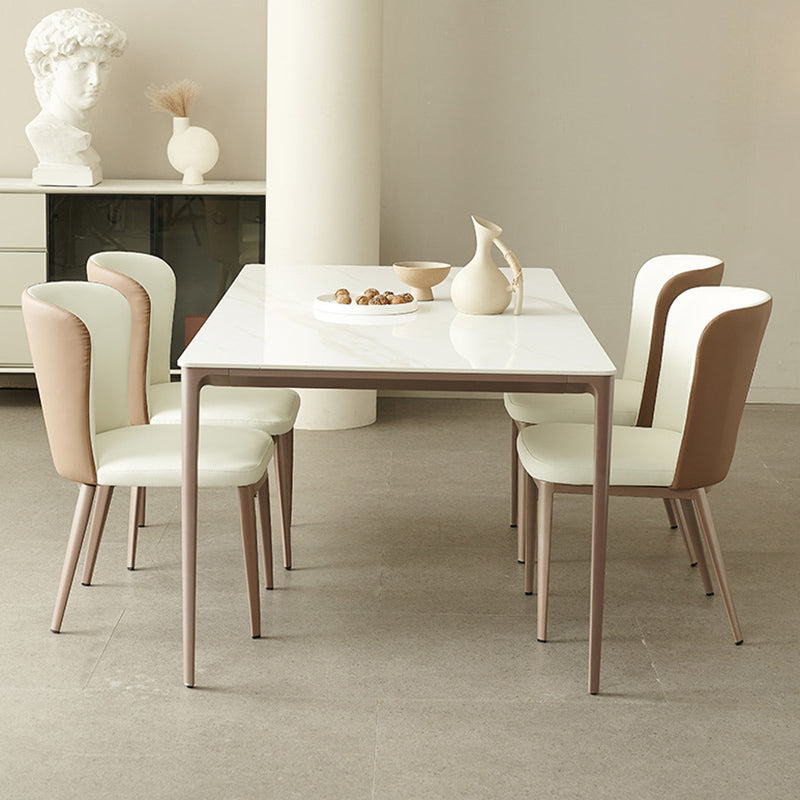 Modern Dining Set with Solid Back Chairs 1/4/5/7 Pieces White Dinette Set