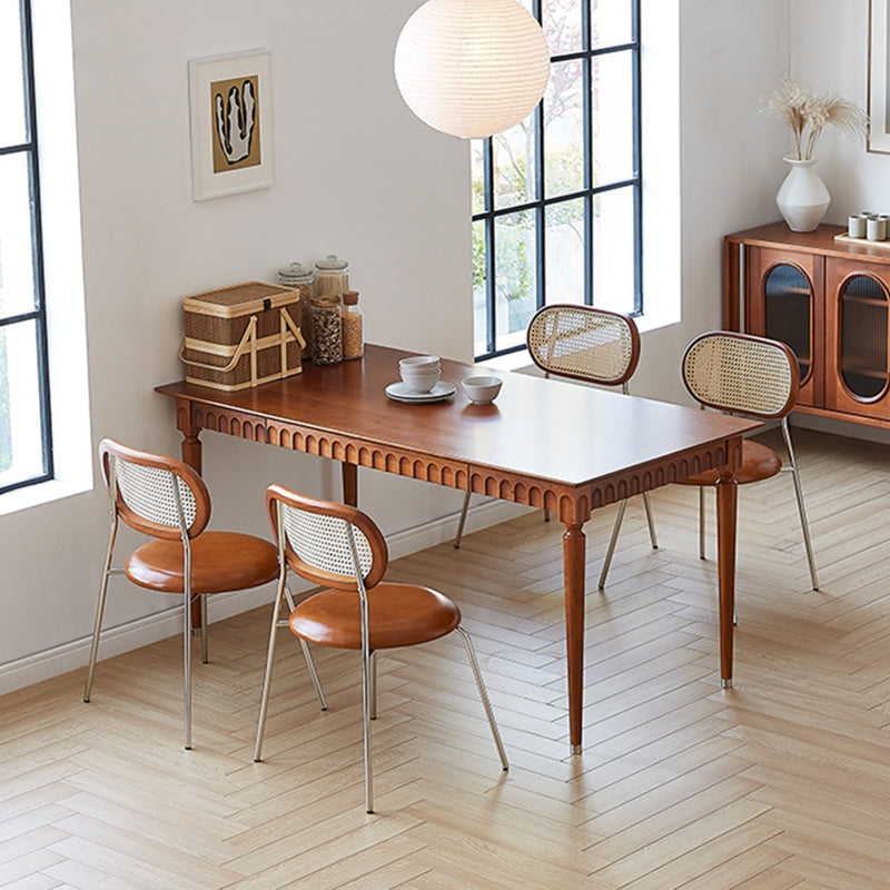 Modern Pine Wood Dining Set 1/5 Pcs Brown Dinette Set for Home