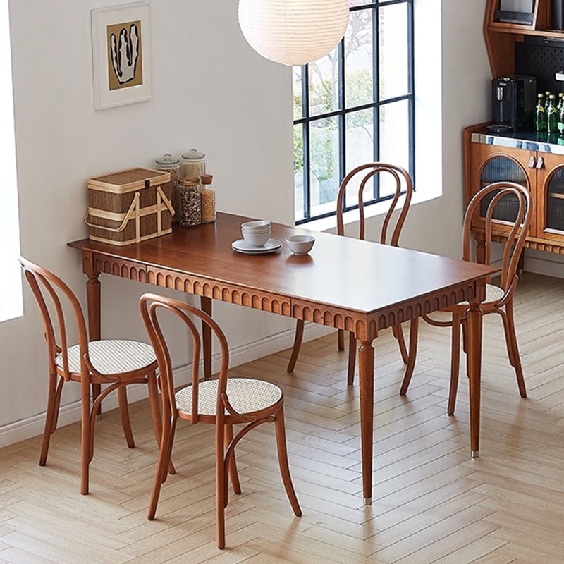 Modern Pine Wood Dining Set 1/5 Pcs Brown Dinette Set for Home