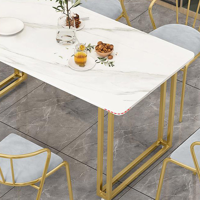 Glam Dinette Set with Gold Metal Frame 1/5/7 Pieces Stone Top Dining Table Set