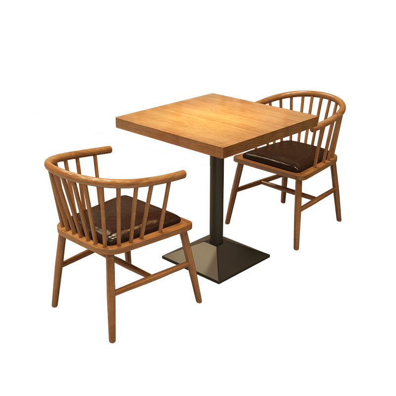 Solid Wood Industrial Dining Table Set 1/2/3/5 Pcs Light Brown Dinette Set
