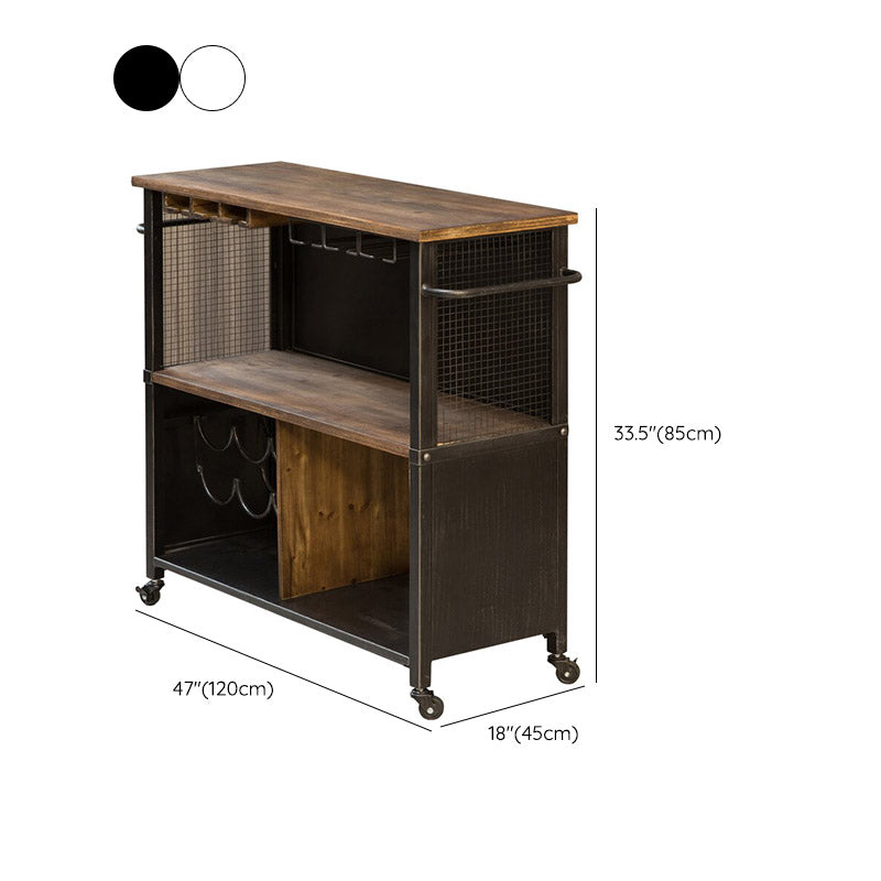 Modern Open Storage Kitchen Trolley Rolling Prep Table with Wine Storage