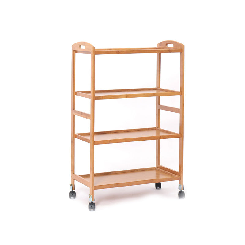 Modern Open Storage Kitchen Trolley Rolling Prep Table with Open Shelves
