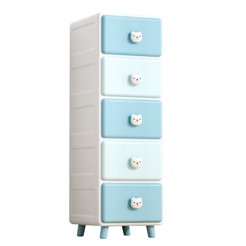 Contemporary Vertical Nursery Dresser Plastic Kids Nightstand with Drawers