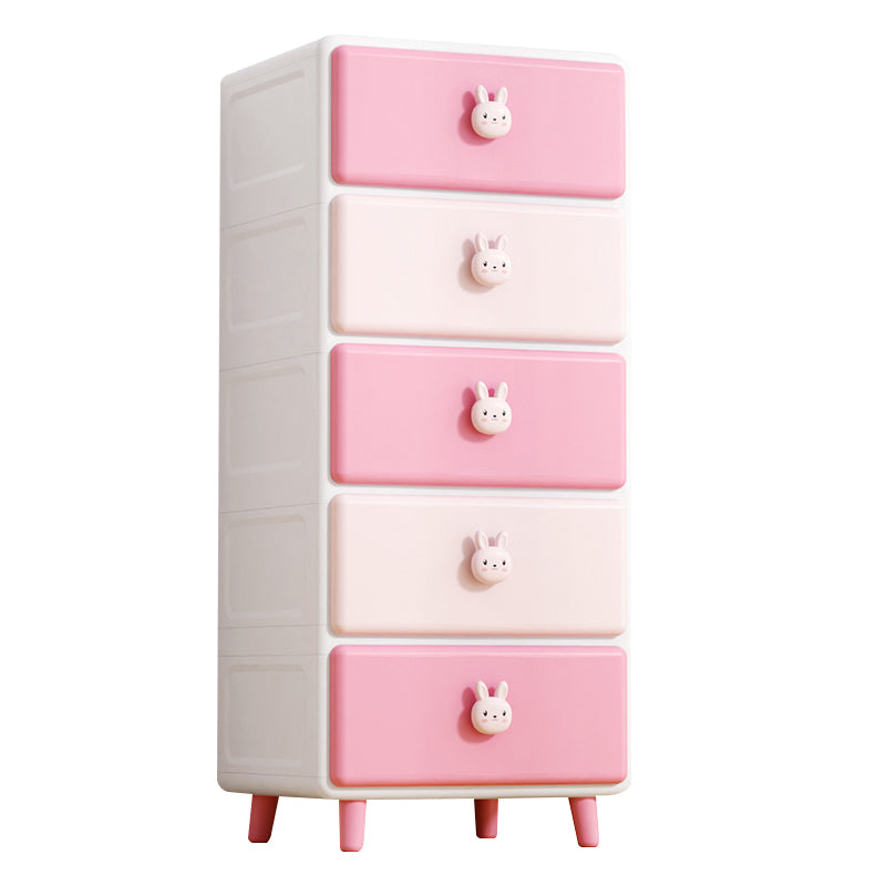 Contemporary Vertical Nursery Dresser Plastic Kids Nightstand with Drawers
