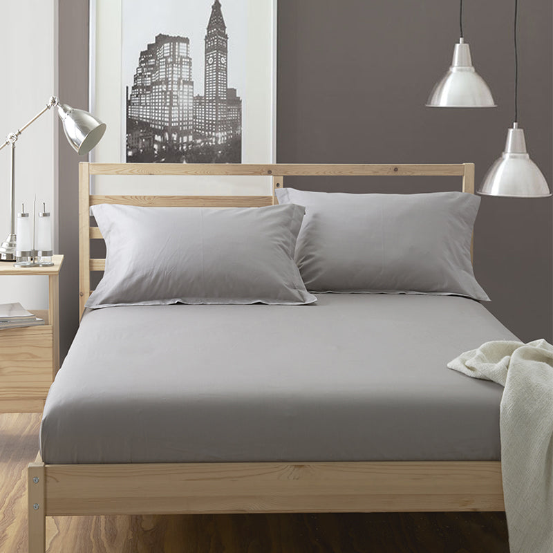 Pure Cotton Solid Color Fitted Sheet Set Extra Soft Breathable Bed Sheet