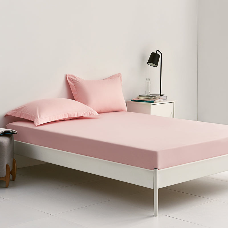 Pure Cotton Solid Color Fitted Sheet Set Extra Soft Breathable Bed Sheet