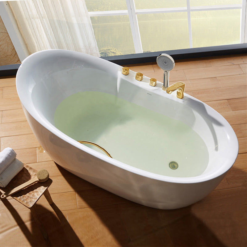 Freestanding Oval White Bath Soaking Handles Included Bathtub
