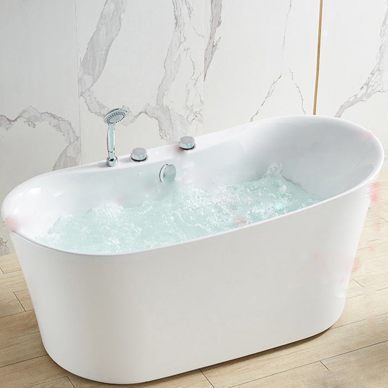 Freestanding Oval White Bath Soaking Handles Included Bathtub
