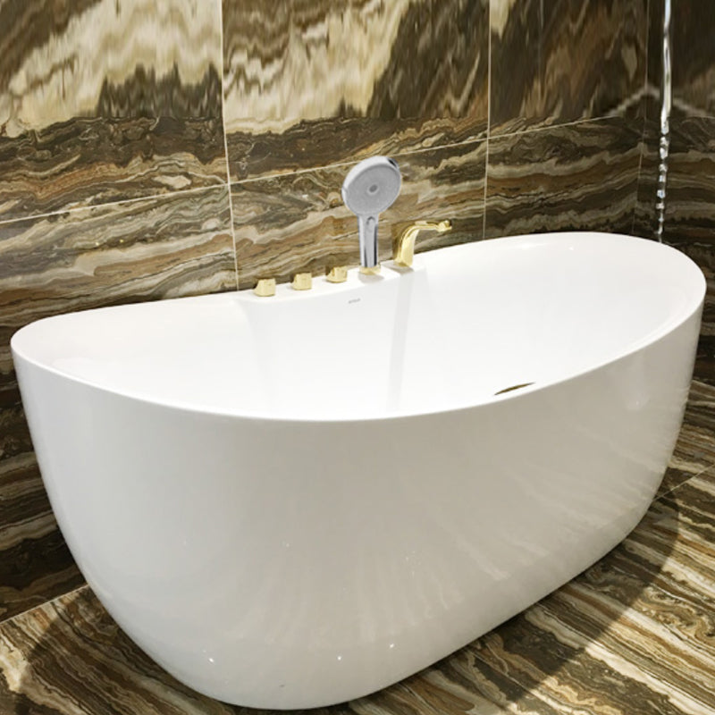 Freestanding Oval White Bath Soaking Handles Included Bathtub