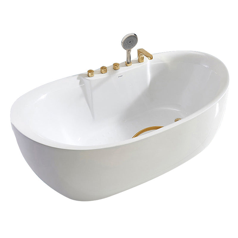 Freestanding Oval White Bath Soaking Handles Included Bathtub
