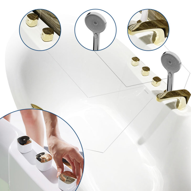 Freestanding Oval White Bath Soaking Handles Included Bathtub