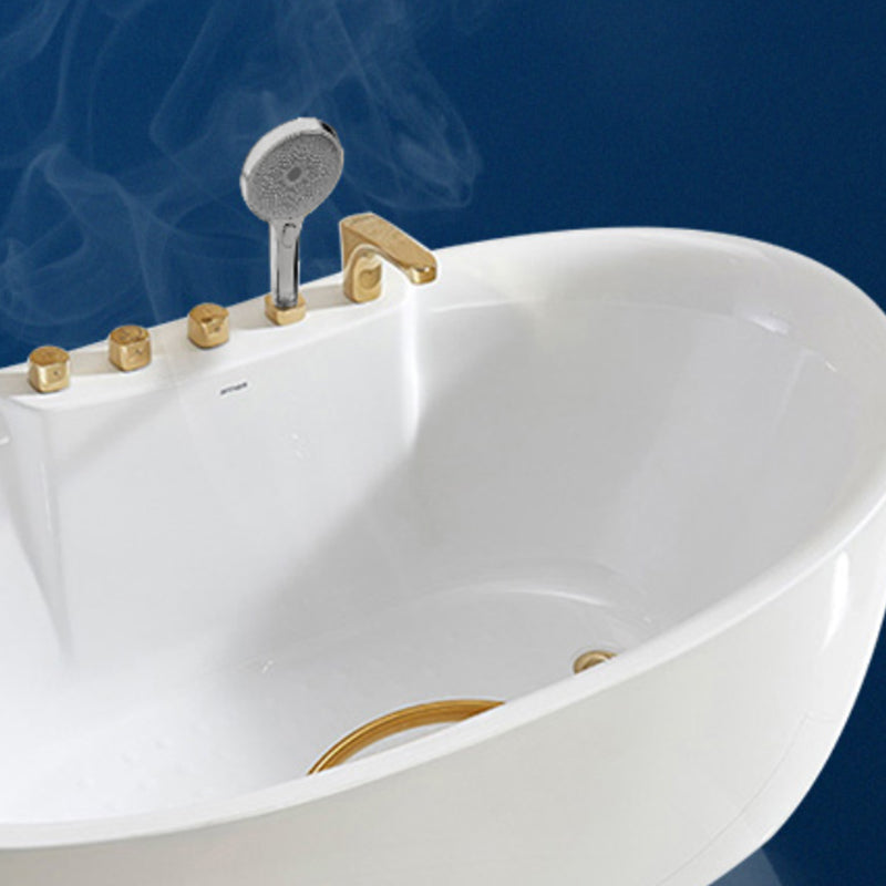 Freestanding Oval White Bath Soaking Handles Included Bathtub
