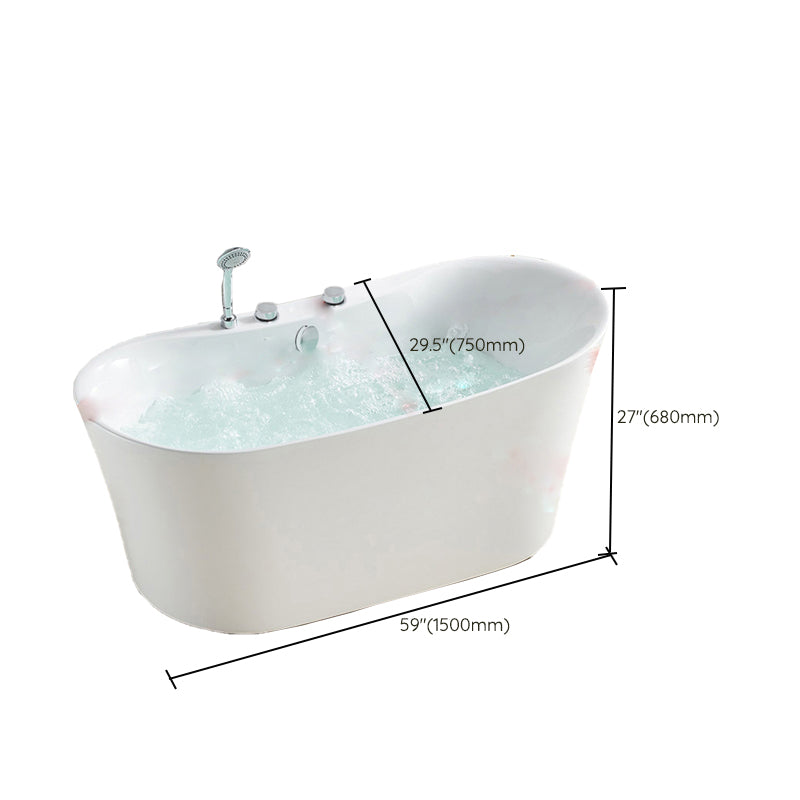 Freestanding Oval White Bath Soaking Handles Included Bathtub