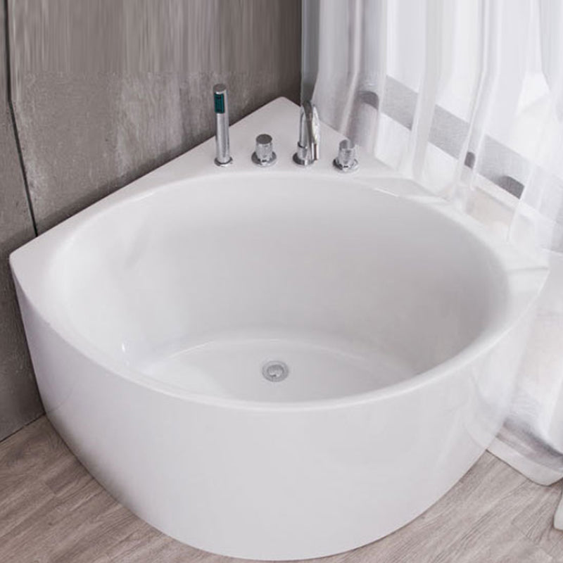 Modern Acrylic Corner Bath 24.8-inch Tall Soaking White Bathtub