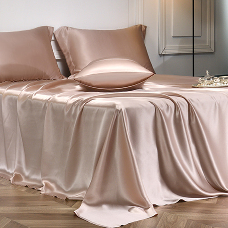 Solid Color Non-Pilling Fitted Sheet Mulberry Silk Breathable Fitted Sheet