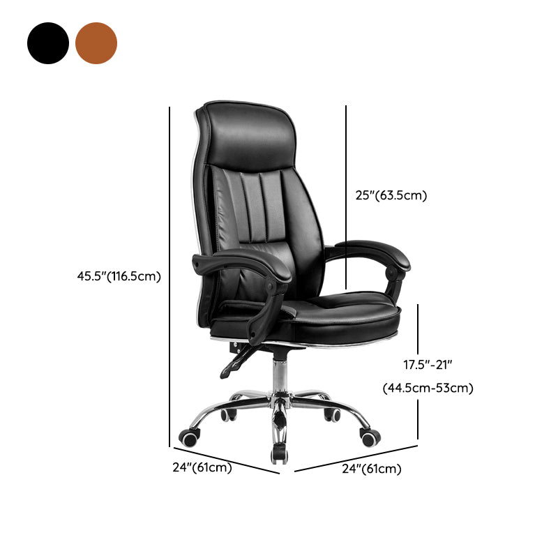 Padded Arms Leather Desk Chair Modern No Distressing Ergonomic Office Chair with Wheels