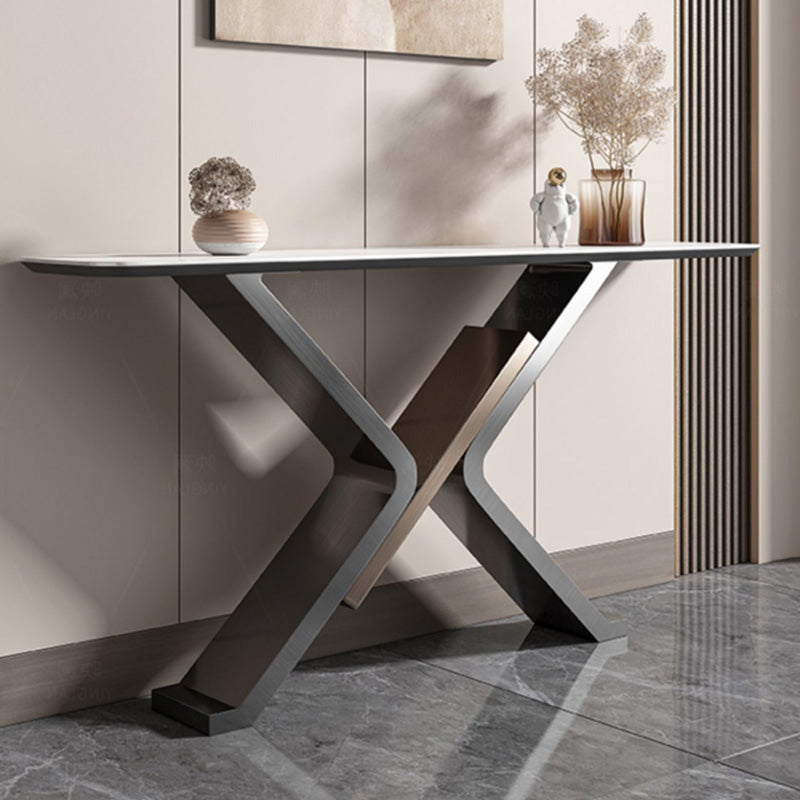 Modern Rectangle Console Accent Table Antique Finish Accent Table