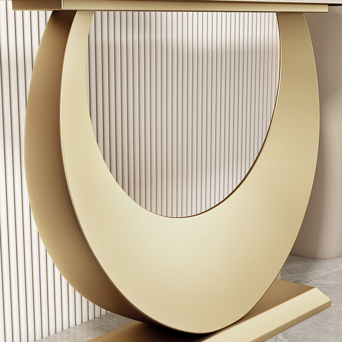 Stone Half Moon Accent Table 1-shelf 11.81" Wide Console Table for Hall