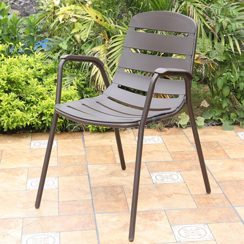 Industrial Metal Dining Armchair Stacking Patio Dining Chair
