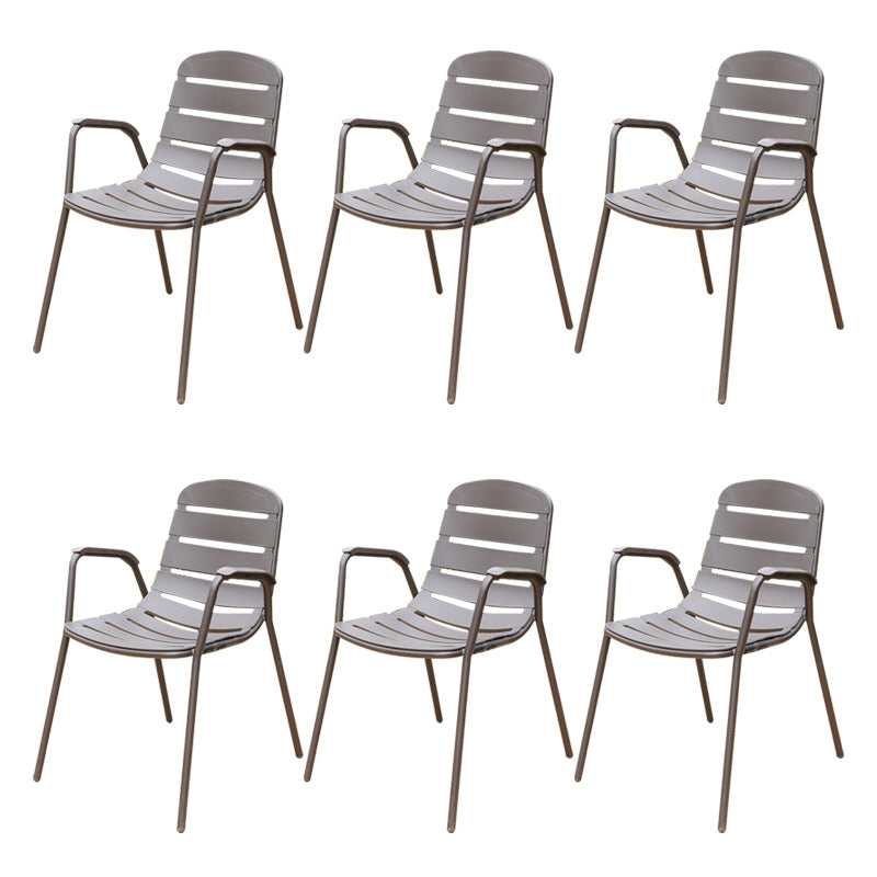 Industrial Metal Dining Armchair Stacking Patio Dining Chair