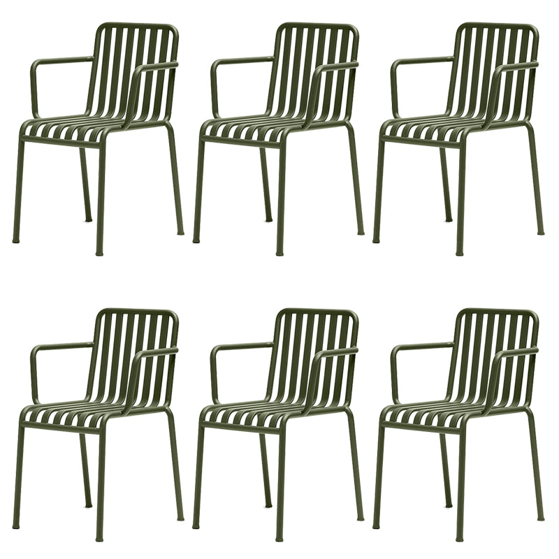 Modern Metal Outdoor Bistro Chairs Open Back Dining Chairs in Green