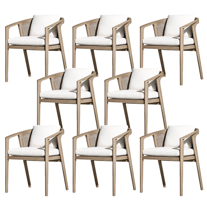 Solid Wood Patio Dining Chair Modern Upholstered Chairs in Brown