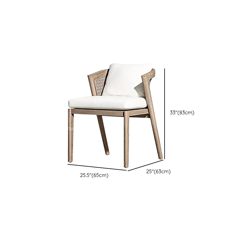 Solid Wood Patio Dining Chair Modern Upholstered Chairs in Brown
