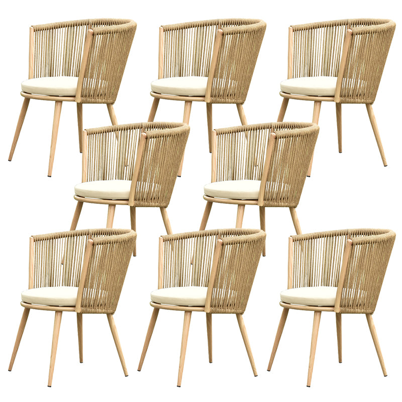 Tropical Outdoor Bistro Chairs Armless Metal Dining Side Chair