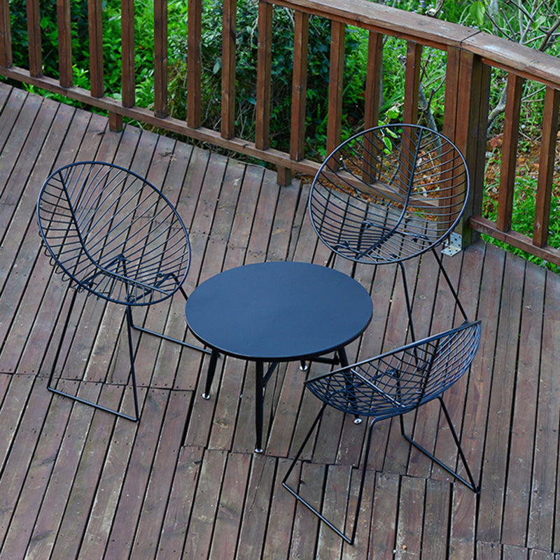Contemporary Metal Dining Armchair Open Back Patio Dining Armchair