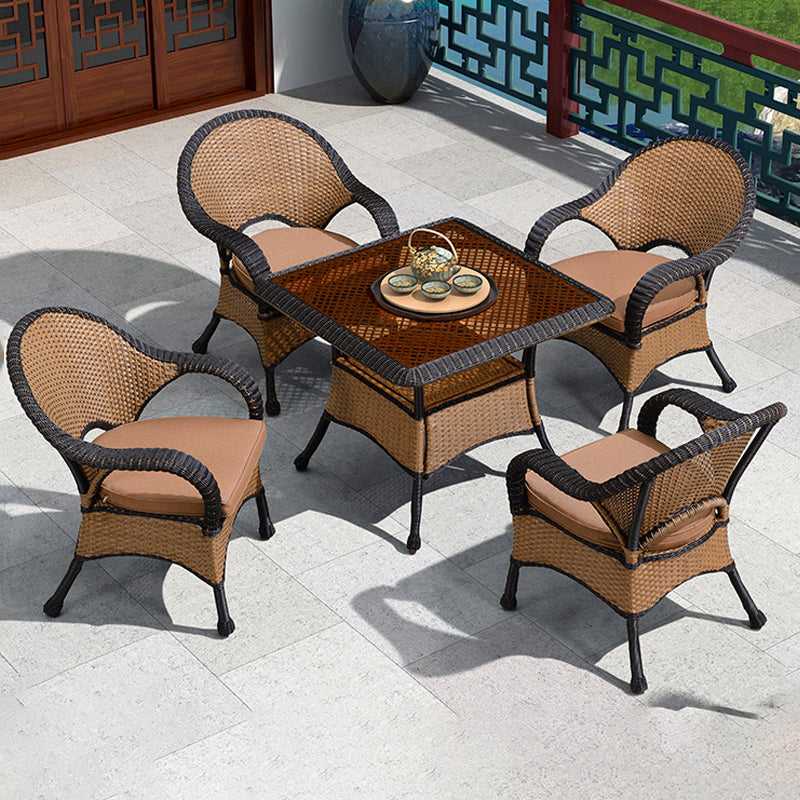 Tropical Rattan Patio Dining Armchair with Arm Brown Dining Armchair