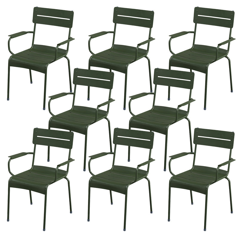 Modern Patio Dining Armchair Aluminum Open Back With Arm Outdoor Bistro Chairs